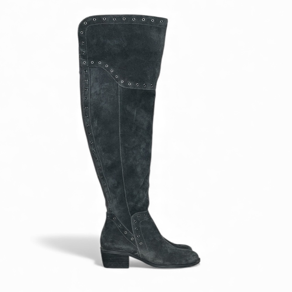 Vince Camuto Bestan Gray Over-the-Knee Women's Boots Grommet Accents SZ 6.5‎